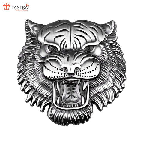 TANTRA Premium Tiger Metal Car Sticker - Durable & Stylish Auto Emblem for Vehicles - Customizable Designs - Easy Installation - Weather-Resistant & Long-Lasting Silver SIA432