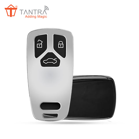 TANTRA TPU Key Cover Compatible with Audi Q5, A5, A8, Q7, A4, A6 3 Button Flip Key (Grey)