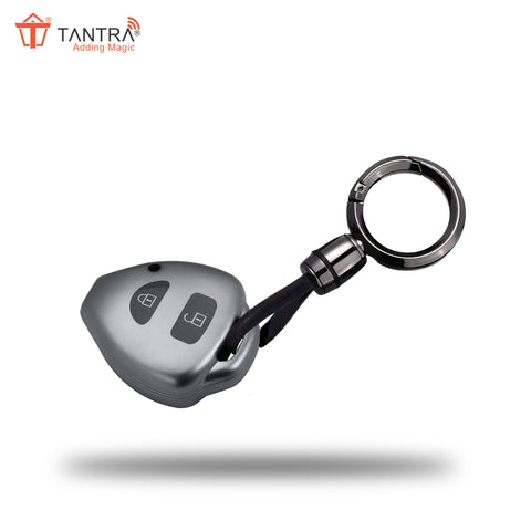 TANTRA TPU Key Cover and Round Keychain Compatible for innova, Fortuner 2 Button Smart Key (Grey)