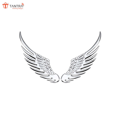 TANTRA Premium Angel Wings Metal Car Sticker - Durable & Stylish Auto Emblem for Vehicles - Customizable Designs - Easy Installation - Weather-Resistant & Long-Lasting Silver SIA437