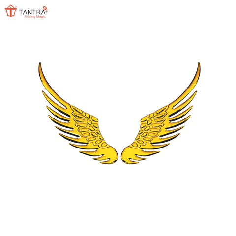 TANTRA Premium Angel Wings Metal Car Sticker - Durable & Stylish Auto Emblem for Vehicles - Customizable Designs - Easy Installation - Weather-Resistant & Long-Lasting Gold SIA438