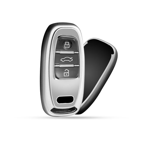 TANTRA TPU Key Cover  Compatible with Audi A4, A6, A8L, Q5, A5, A7, A8, S5, S7 3 Button Flip Key (Grey)
