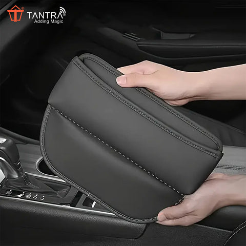 TANTRA Car Seat Gap Filler Organizer - Premium PU Leather Storage Box for Phone color (Black)