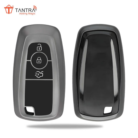 TANTRA TPU Key Cover Compatible With Endeavour | Figo | Aspire | Freestyle Titanium 3 Button Flip Key (Grey)