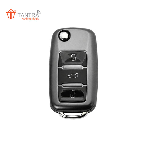 TANTRA Premium TPU Key Cover Compatible With Skoda & Volkswagen 3 Button Flip Key | Compatible with Polo, Vento, Jetta, Ameo, Passat, Rapid, Laura, Superb, Octavia, Fabia & Yeti | Full Protection Soft TPU Case | Grey