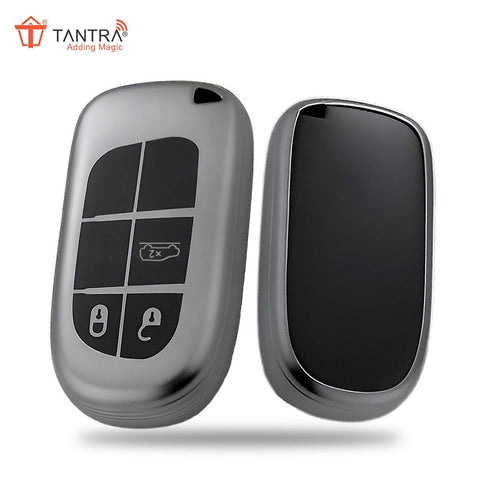 TANTRA TPU Key Cover Compatible with Jeep Meridian, Compass, Trailhawk 3 Button Flip Key (Grey)