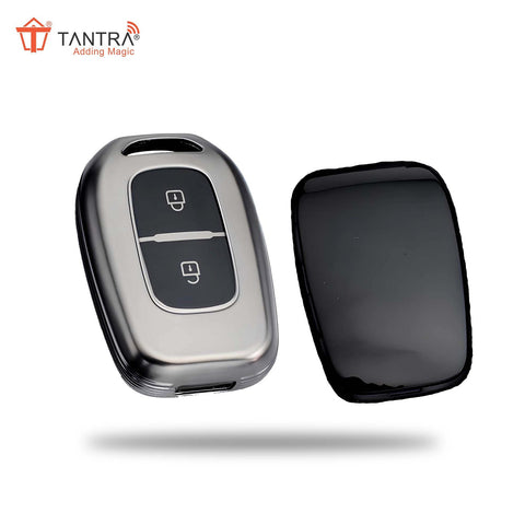 TANTRA TPU Key Cover  Compatible with Renault Kwid Duster Kiger Triber 2 Button Flip Key (Grey)