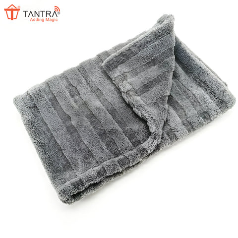 TANTRA Super Absorbent Microfiber Car Towel - 1200 GSM, 40x60 cm, Edgeless Design with Plush Pile, Lint-Free, Grey Twisted Loop Cloth for Drying & Detailing (1 Piece)