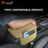 TANTRA Car Armrest Cover Cushion with 2 Storage Bags - Soft, Comfortable, Non-Slip Protector for Vehicle Center Console - Waterproof, Durable, and Stylish ( Beige)