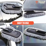 TANTRA 2PC Microfiber Car Cleaning Brush Set - Ideal Mop Duster with Extendable Handle