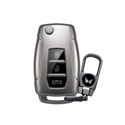 TANTRA Premium TPU Key Cover and Metal Key Chain Compatible With Mahindra XUV300 & Alturas G4 3 Button Flip Key | Full Protection Soft TPU Key Case Cover | Scratch Resistant Premium Finish