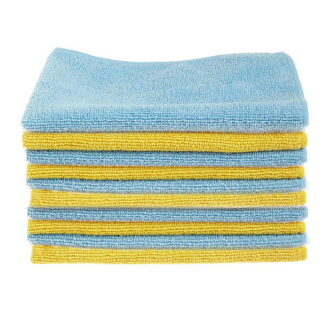 TANTRA Microfiber Vehicle Washing Cloth -Yellow-5Pcs , Blue-5Pcs  (Pack Of 10, 340 GSM)