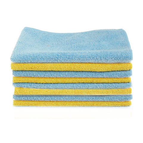 TANTRA Microfiber Vehicle Washing Cloth -Yellow-4Pcs , Blue-4Pcs  (Pack Of 8, 340 GSM)
