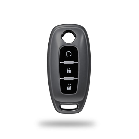 TANTRA TPU Key Cover Compatible with Nissan Ariya X-Trail Qashqai Altima Teana, 3 Button Smart Key Case, Soft Silicone Car Key Protector with Keychain, Grey