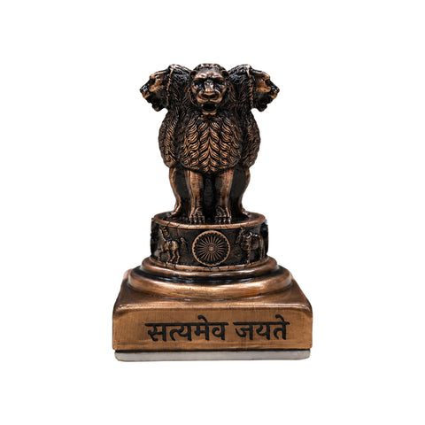 TANTRA Metal Ashoka Stambh 4 Lion Capital Statue Showpiece for Home, Office & Car Dashboard (Copper)