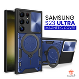 Samsung Magnetic Camera Protection Case: Armor Hybrid Metal Ring Back Cover for S23 Ultra Phone