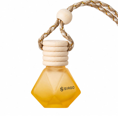 TANTRA Car Perfume Hanging Pod Lemon Fragrance | Premium Car Air Freshener | Natural Essential Oils | Glass Bottle with Wooden Diffuser Lid | Long Lasting Up to 60 Days | Car, Office, Home