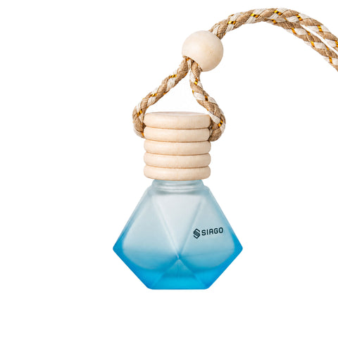 TANTRA Car Perfume Hanging Pod Aqua Fragrance | Premium Car Air Freshener | Natural Essential Oils | Glass Bottle with Wooden Diffuser Lid | Long Lasting Up to 60 Days | Car, Office, Home