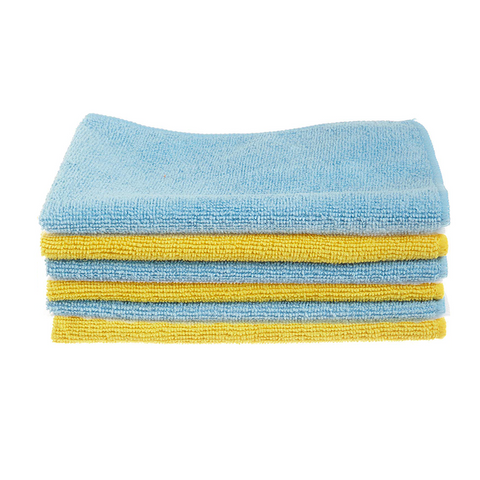 TANTRA Microfiber Vehicle Washing Cloth -Yellow-3Pcs , Blue-3Pcs  (Pack Of 6, 340 GSM)