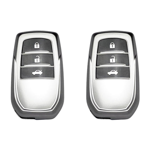TANTRA Premium TPU Key Cover Compatible with Toyota Fortuner | Fortuner Legender | Innova Hycross 3 Button Smart Key (Grey Pack of 2)