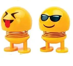 TANTRA Spring Cute Smiley Doll Car Ornament Interior Dashboard Decor Bounce (Pack of 2) (Yellow)