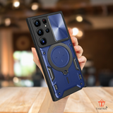 Samsung Magnetic Camera Protection Case: Armor Hybrid Metal Ring Back Cover for S23 Ultra Phone