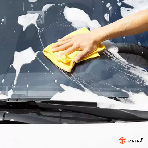 TANTRA Microfiber Vehicle Washing Cloth -Yellow (Pack Of 2, 340 GSM)
