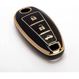 TANTRA  TPU Car Key Cover Compatible for Maruti Suzuki Ignis | SCross | Ciaz | Vitara Brezza | Swift 3 Button Smart Key Cover (Black)