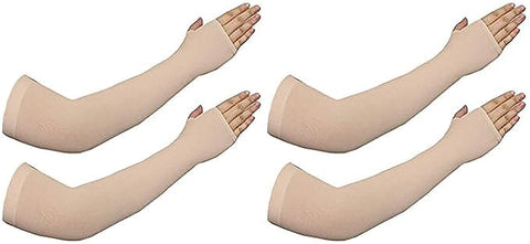 TANTRA SIA375 Sun Protection Arm Sleeves for Men & Women, UPF 50+ Arm Cover for Biking, Cricket, Cycling, Golf, Outdoor Sports, Comfortable & Breathable Sleeve for UV Protection and Cooling (Beige) 2 Pair