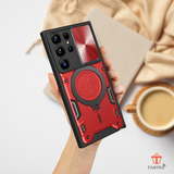 Samsung Magnetic Camera Protection Case: Armor Hybrid Metal Ring Back Cover for S23 Ultra Phone