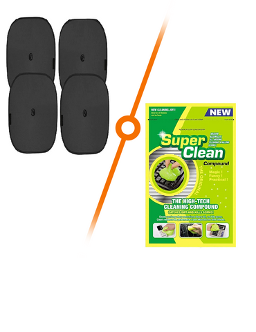 TANTRA Car Accessories Combo Kit with Car Sunshade 4pcs, Car Cleaning Gel Pouch Combo