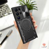 Samsung Magnetic Camera Protection Case: Armor Hybrid Metal Ring Back Cover for S23 Ultra Phone