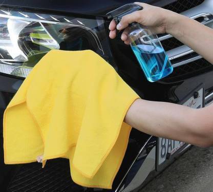 TANTRA Microfiber Vehicle Washing Cloth -Yellow (Pack Of 4, 340 GSM)