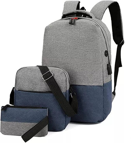 TANTRA Polyester Laptop Backpack 3 PCS Set Backpack Bag 35 L Backpack (Blue)