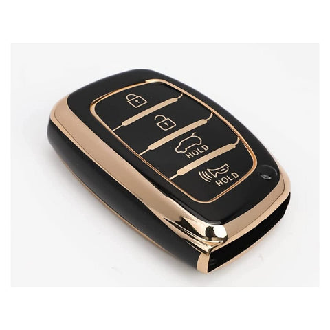 TANTRA TPU Car Key Cover Compatible for Hyundai Creta | Venue | i20 2021 | Tucson | Elantra | i20 N Line 2021 4 Button Smart Key Cover (Black)
