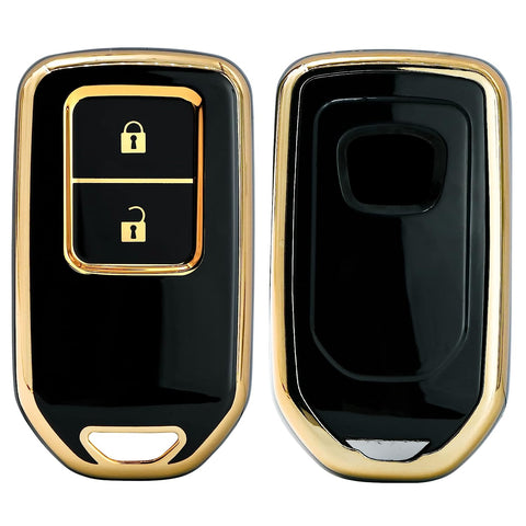 TANTRA TPU Gold Car Key Cover Compatible for Honda BRV , WRV , CRV , Jazz , City 2 Button Smart Key (Pack of 1, Black)