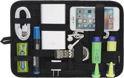 TANTRA Grid Electronics Organizer Board, 11.5 x 7.5 in, with Upgraded Elastic  (Black)