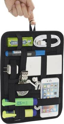 TANTRA Grid Electronics Organizer Board, 12.5 x 8.5 in, with Upgraded Elastic (Black)