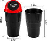 TANTRA Car Trash Can with Lid - Black Trash Bin - Small Size Fits Cup Holder in Console Or Door - Discreet Trash Management for Your Car (Black)