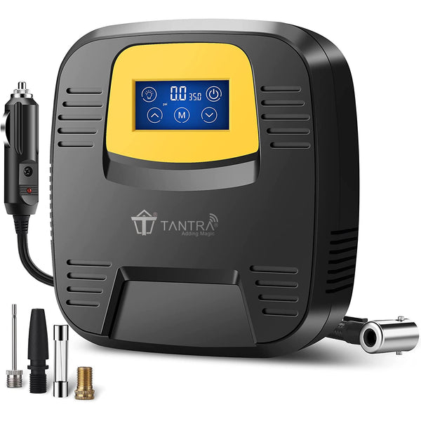 Portable 12V Digital Tyre Inflator Auto Cut off Air Compressor with LED  Light Torch & 3 Different Nozzle (80 PSI)