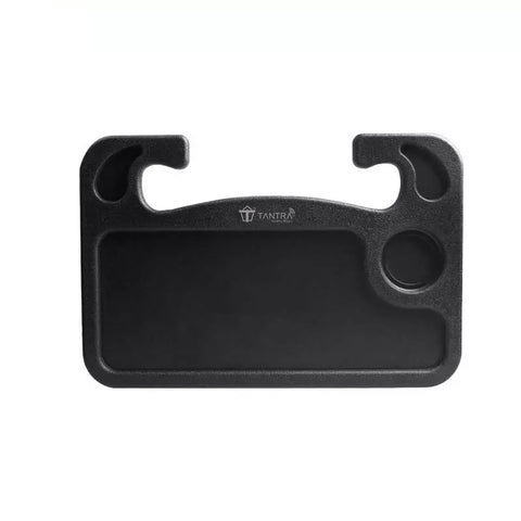 Tantra Multifunction Car Steering Wheel Table Tray for Laptop, Double Sided Car Tray for Writing, Car Eating Desk with Glass Holder (Color -Black, Pack of 1)