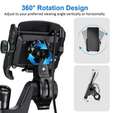 TANTRA S33C Phone Holder with Charger for Motorcycle | Scooter Mobile Phone Holder Mount | Fast USB QC 3.0 Charger & SAE Pin | with 360° Rotation for Maps and GPS Navigation(M8C Black)