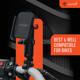TANTRA S24A Phone Holder 360°Rotation U-Bolt Base Aluminum Alloy Material for to All Without Case Smartphone/Material Sturdy Motorcycle Bike Handlebar Phone Mount (Black)