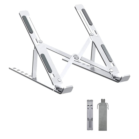 TANTRA Laptop Holder Riser Computer Tablet Stand, 6 Angles Adjustable Aluminum Ergonomic Foldable for Compatible with MacBook, iPad, HP, Dell, Lenovo 10-15.6” (Aluminum Laptop Stand) (Silver)