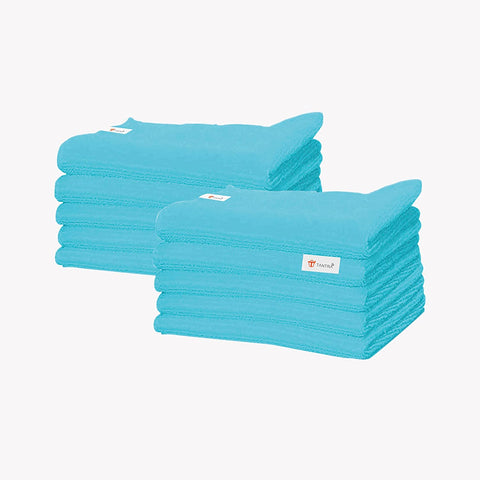 TANTRA Microfiber Towel Cleaning Cloth (40 x 40cms: 350gsm) (Blue Sky, 10)