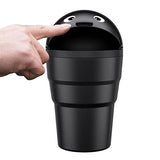 TANTRA Car Trash Can with Lid - Black Trash Bin - Small Size Fits Cup Holder in Console Or Door - Discreet Trash Management for Your Car (Black)