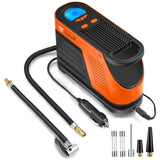 TANTRA MTS-36 Tire Inflator Portable Air Compressor, 12V DC 150PSI Tire Pump with Digital Pressure Gauge and LED Light, Auto Shut Off, Orange