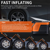 TANTRA MTS-36 Tire Inflator Portable Air Compressor, 12V DC 150PSI Tire Pump with Digital Pressure Gauge and LED Light, Auto Shut Off, Orange