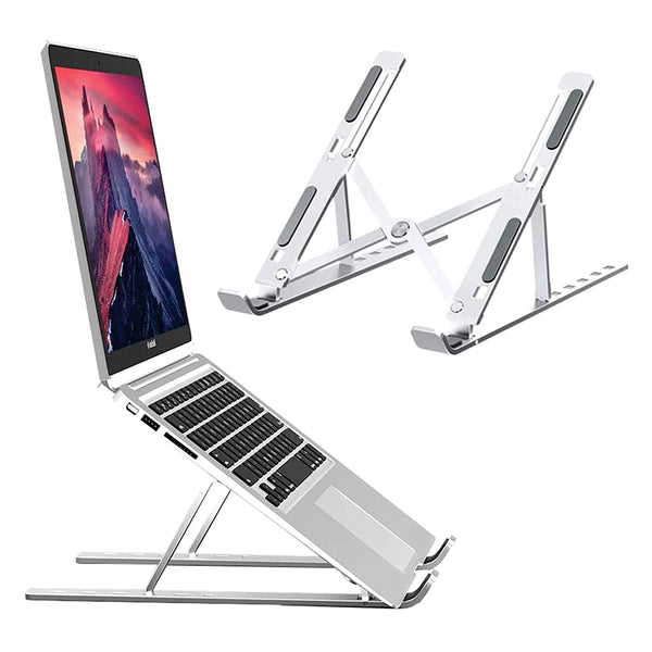 Laptop Stand Laptop Holder Riser Computer Tablet Stand, 6 Angles Adjustable  Aluminum Ergonomic Foldable Portable Desktop Holder Compatible with  MacBook,iPad, HP, Dell, Lenovo (Silver) 