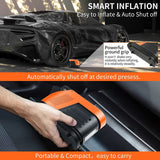 TANTRA MTS-36 Tire Inflator Portable Air Compressor, 12V DC 150PSI Tire Pump with Digital Pressure Gauge and LED Light, Auto Shut Off, Orange